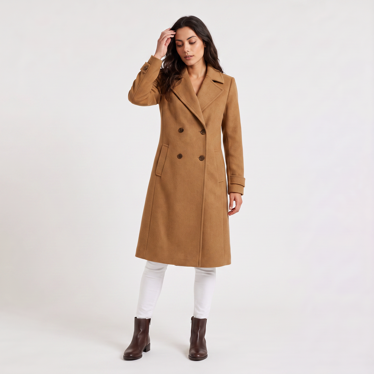 Women's Tailored Double Breasted Long Coat