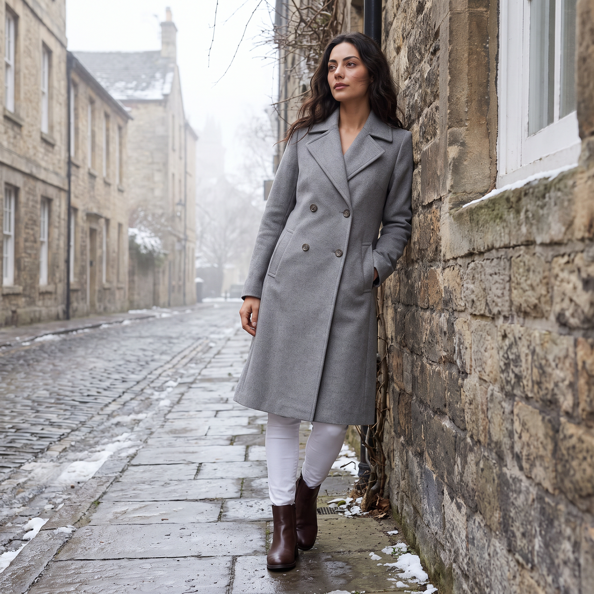 Women's Tailored Double Breasted Long Coat