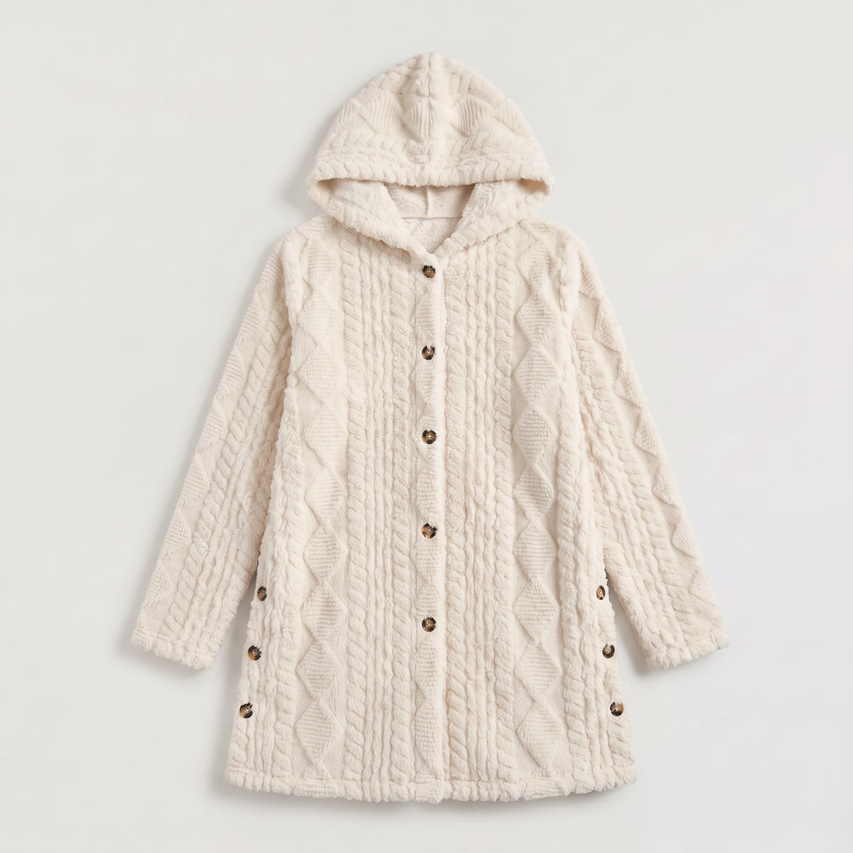 Women's Longline Teddy Hooded Cardigan