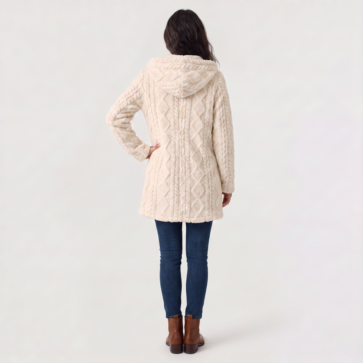 Women's Longline Teddy Hooded Cardigan