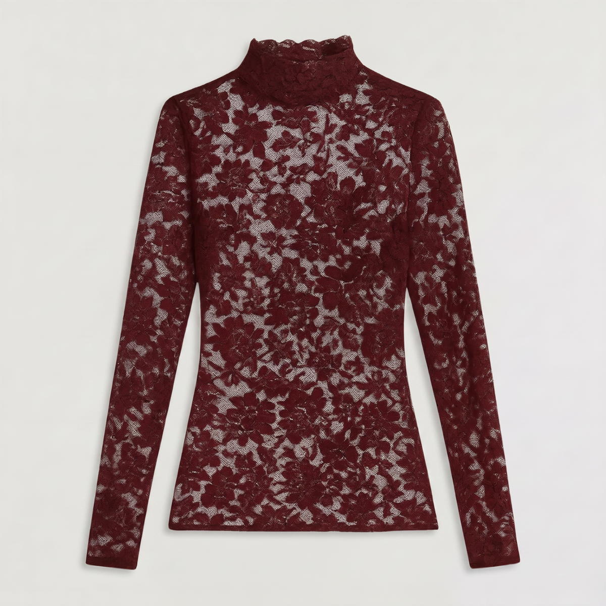 Bellevey women's lace mock neck long sleeve blouse