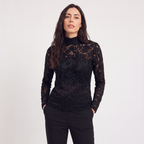 Bellevey women's lace mock neck long sleeve blouse