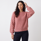 Women's Textured Lantern Sleeve Knit Jumper
