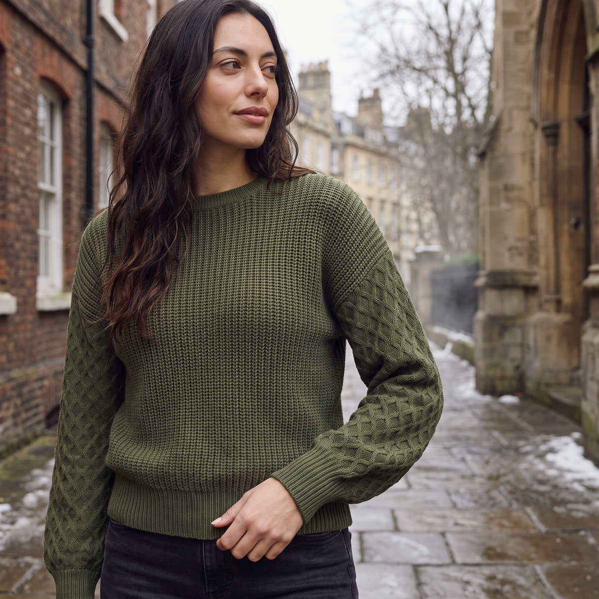 Women's Textured Lantern Sleeve Knit Jumper