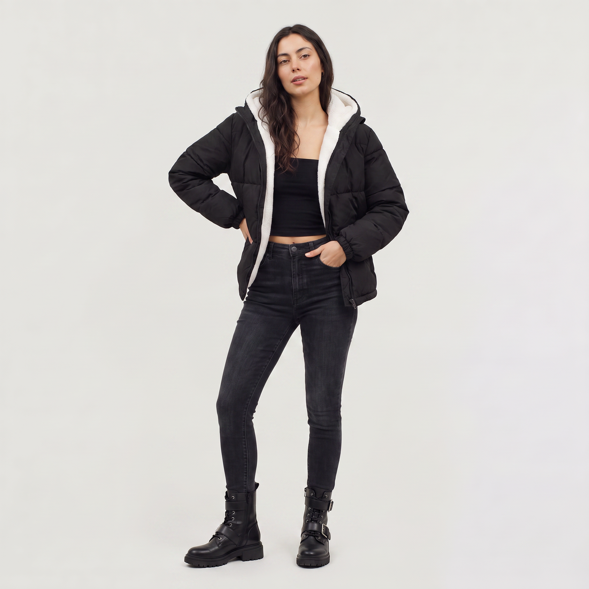 Women's Sherpa Lined Quilted Puffer Jacket