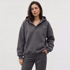 Women's Oversized V Neck Hooded Jumper