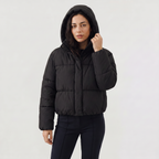 Women's Cropped Quilted Hooded Jacket