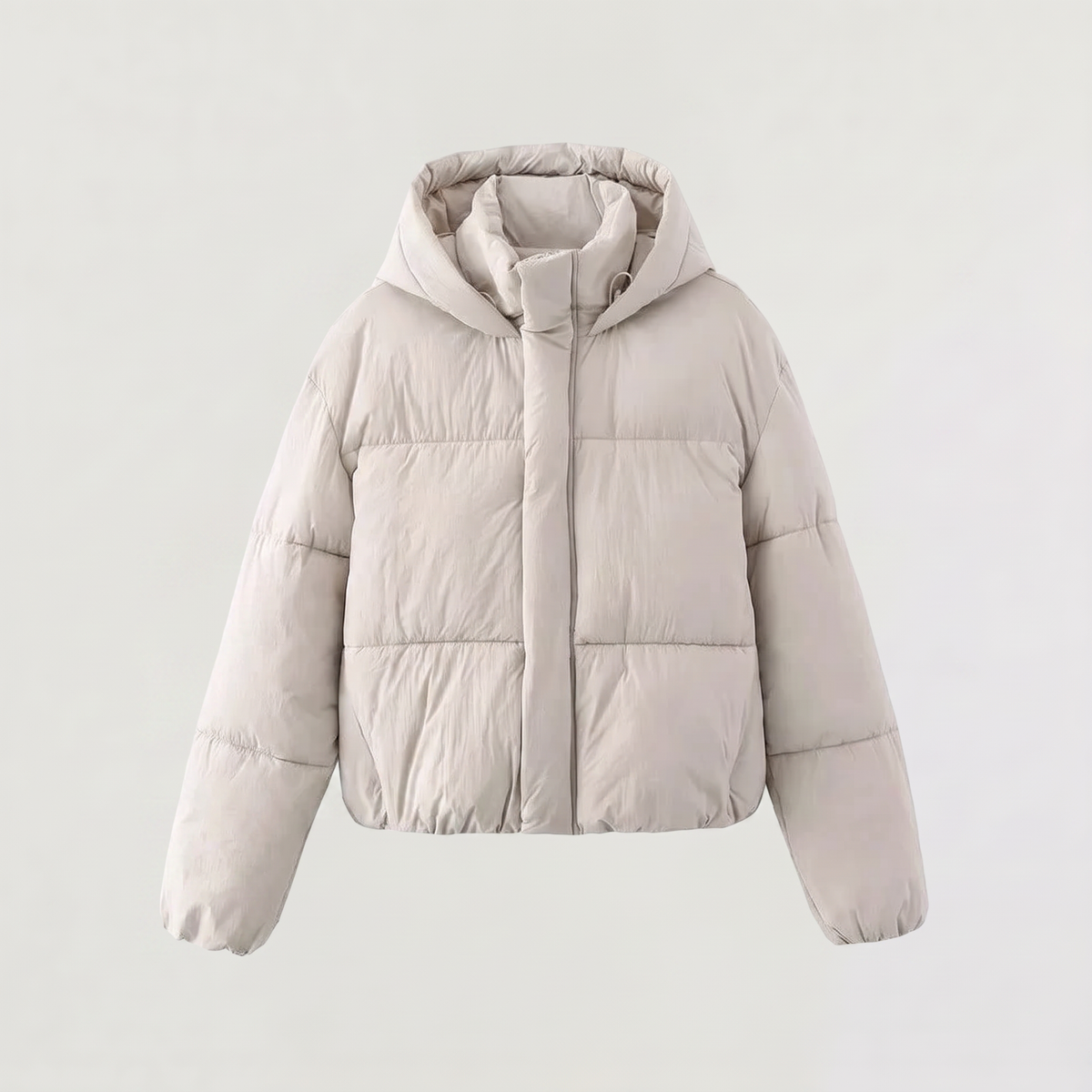 Women's Cropped Quilted Hooded Jacket