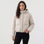 Women's Cropped Quilted Hooded Jacket
