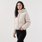 Women's Cropped Quilted Hooded Jacket