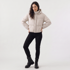 Women's Cropped Quilted Hooded Jacket