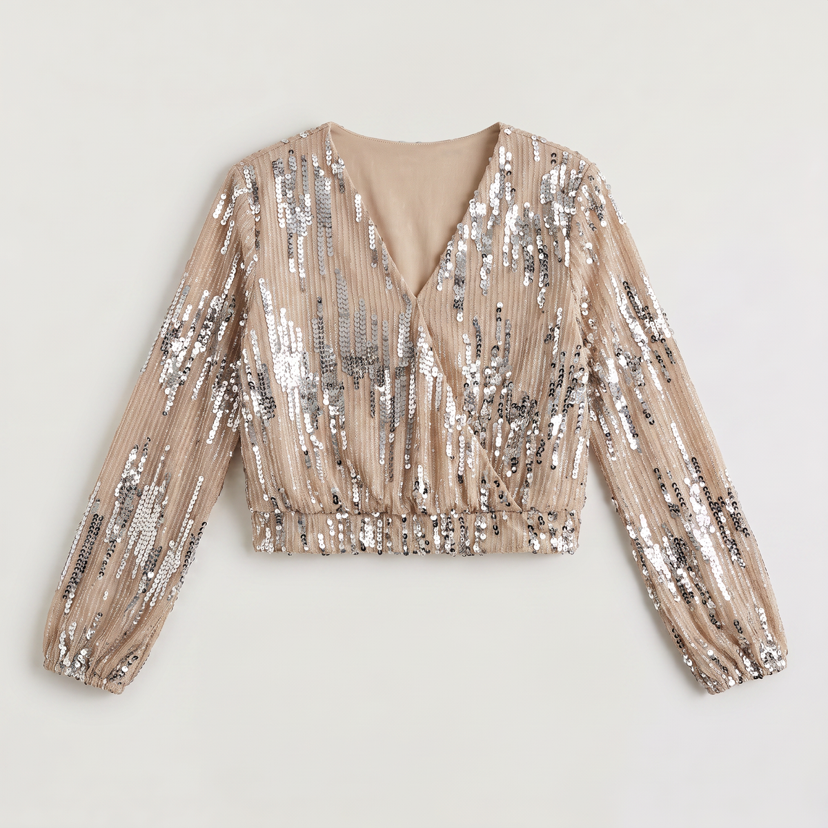 Bellevey women's sequin V-neck evening blouse