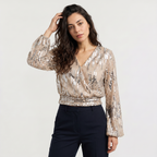 Bellevey women's sequin V-neck evening blouse
