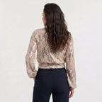 Bellevey women's sequin V-neck evening blouse