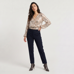 Bellevey women's sequin V-neck evening blouse
