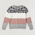 Women's Leopard Colour Block Knit Jumper
