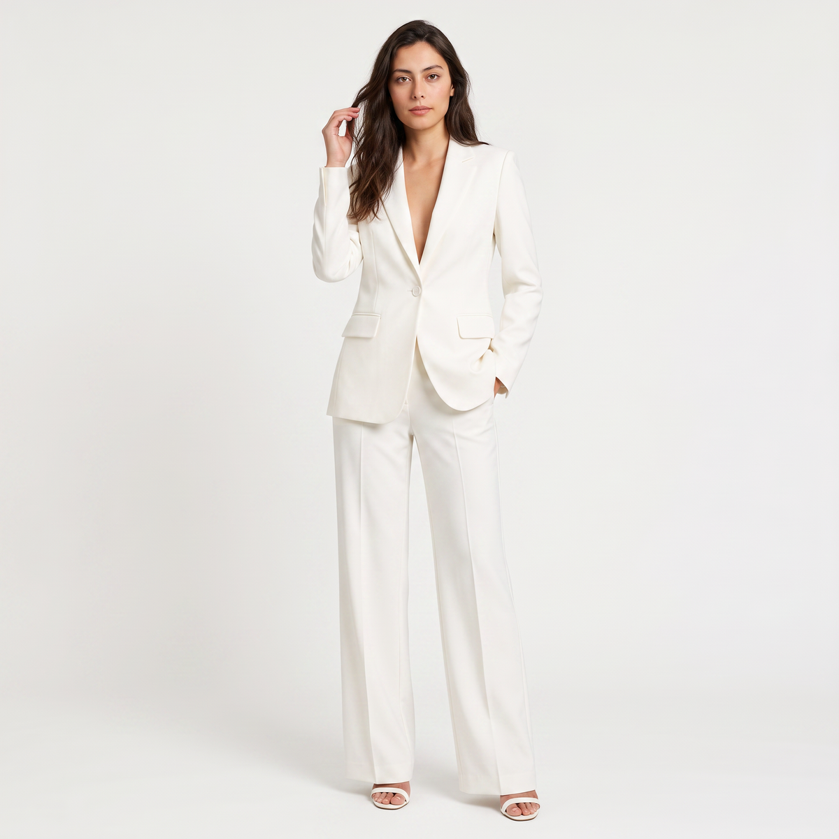 Bellevey women's structured blazer and wide-leg trousers set