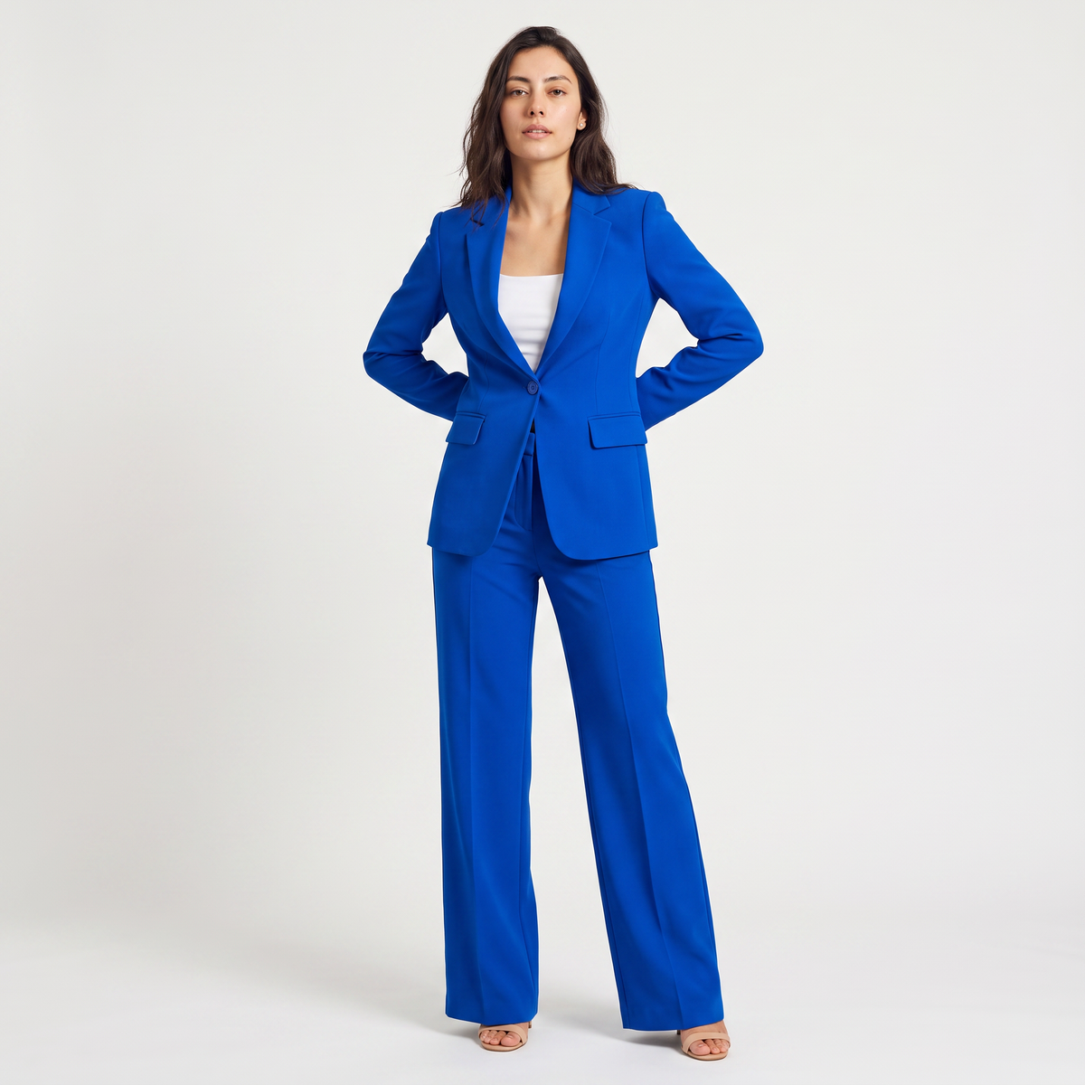 Bellevey women's structured blazer and wide-leg trousers set