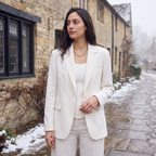Bellevey women's structured blazer and wide-leg trousers set