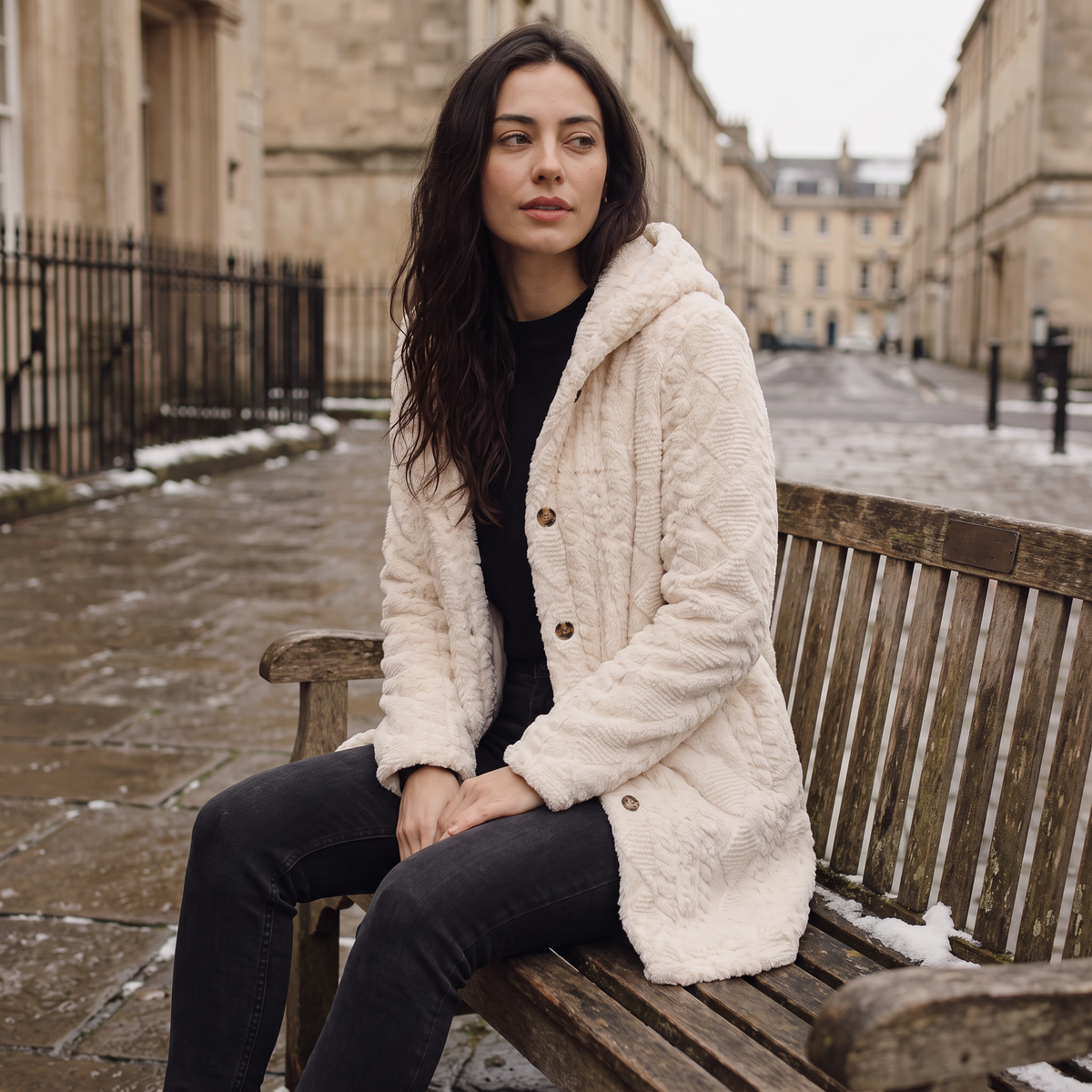 Women's Longline Teddy Hooded Cardigan