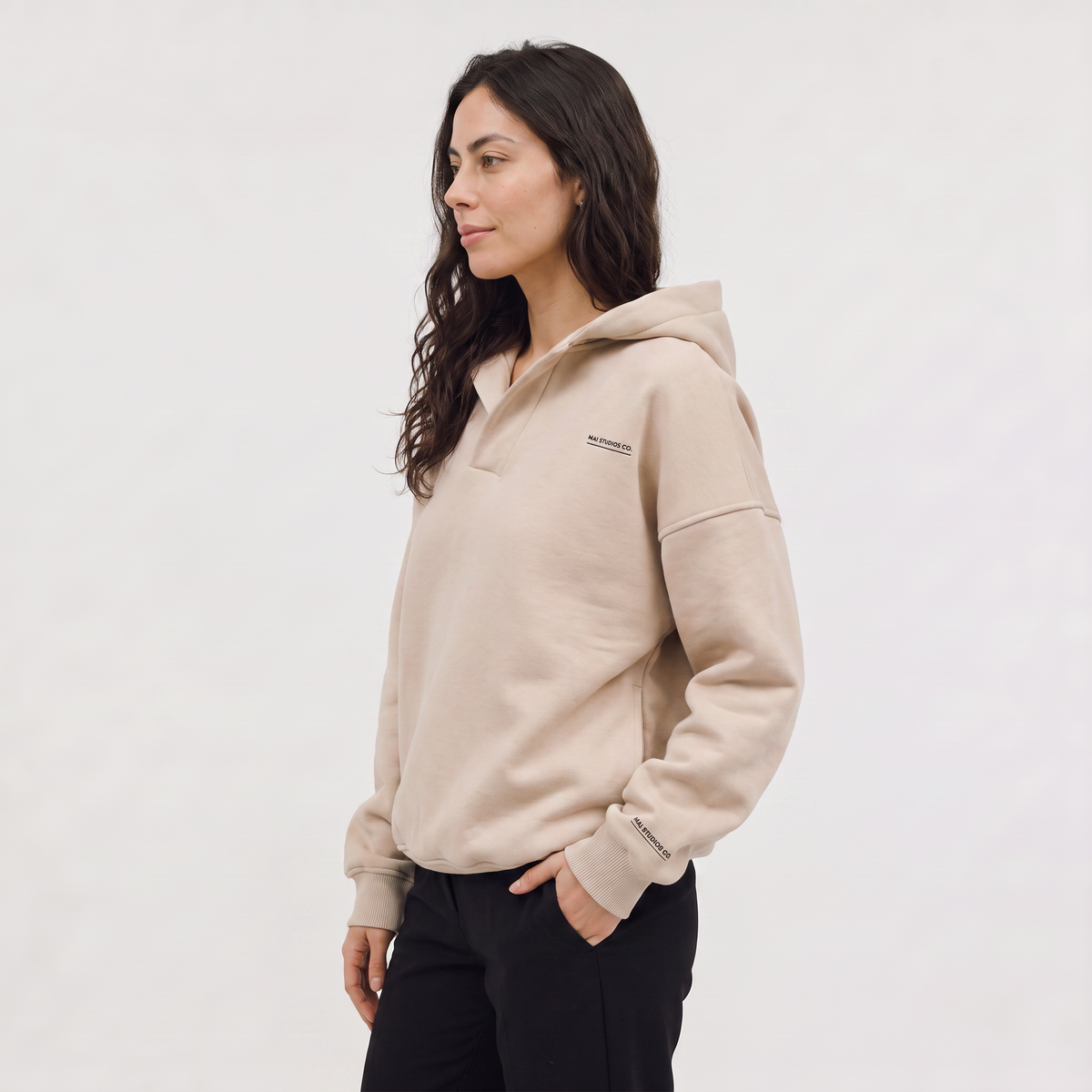 Women's Oversized V Neck Hooded Jumper