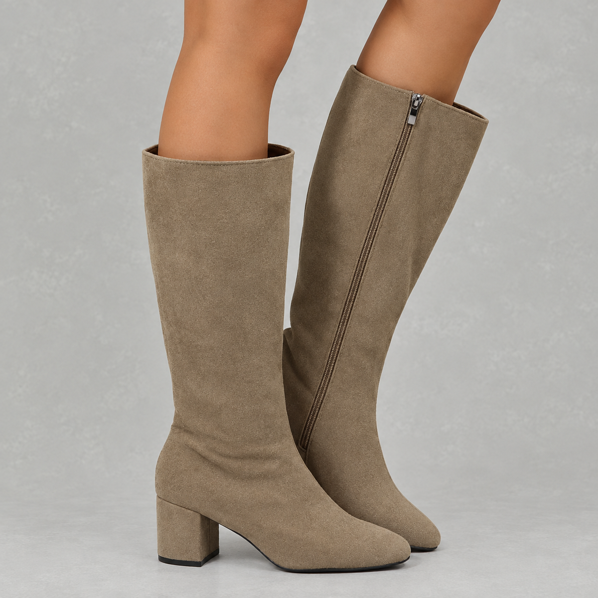 Women's Pointed Toe Knee-High Boots with Block Heel