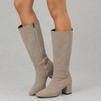 Women's Pointed Toe Knee-High Boots with Block Heel