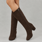 Women's Pointed Toe Knee-High Boots with Block Heel